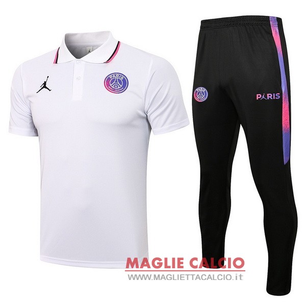 polo set completo maglia paris saint germain 2021-2022 bianco-nero