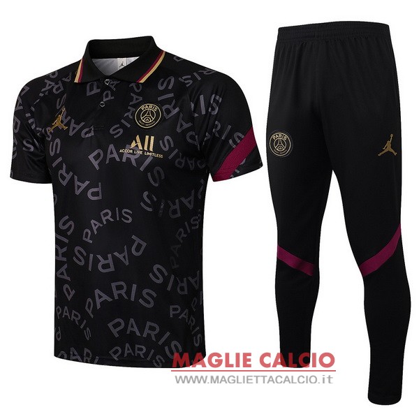 polo set completo maglia paris saint germain 2021-2022 nero grigio