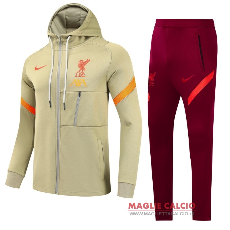 nuova liverpool insieme completo giallo rosso bambino giacca Giacca felpa cappuccio 2021-2022