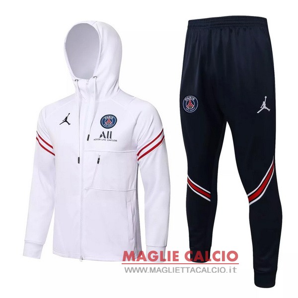 nuova paris saint germain insieme completo Bianco Nero rosso felpa cappuccio 2021-2022