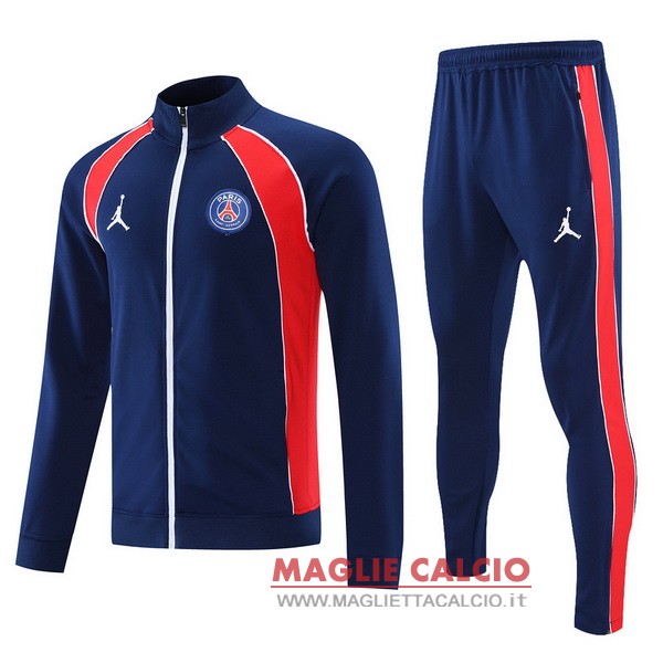 nuova paris saint germain insieme completo blu rosso felpa cappuccio 2021-2022