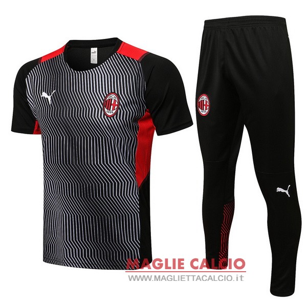 Nuova Formazione Insieme Completo Divisione Magliette Ac Milan 2021-2022 Nero rosso