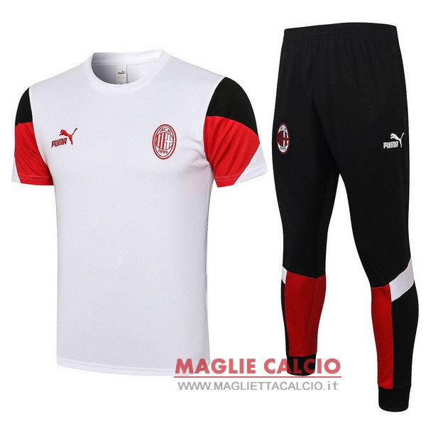 Nuova Formazione Insieme Completo Divisione Magliette Ac Milan 2021-2022 bianco nero