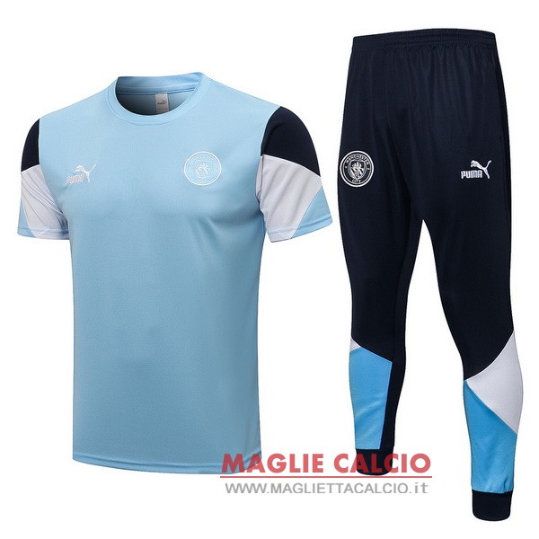 nuova formazione set completo divisione magliette manchester city 2021-2022 blu bianco