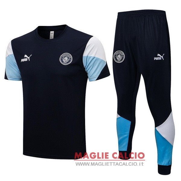 nuova formazione set completo divisione magliette manchester city 2021-2022 blu navy Bianco