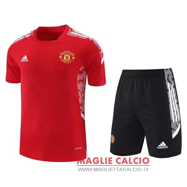 nuova formazione set completo divisione magliette manchester united 2021-2022 rosso nero