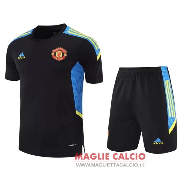 nuova formazione set completo divisione magliette manchester united 2021-2022 nero blu