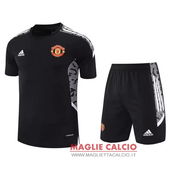 nuova formazione set completo divisione magliette manchester united 2021-2022 nero grigio