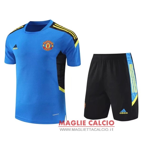 nuova formazione set completo divisione magliette manchester united 2021-2022 blu nero