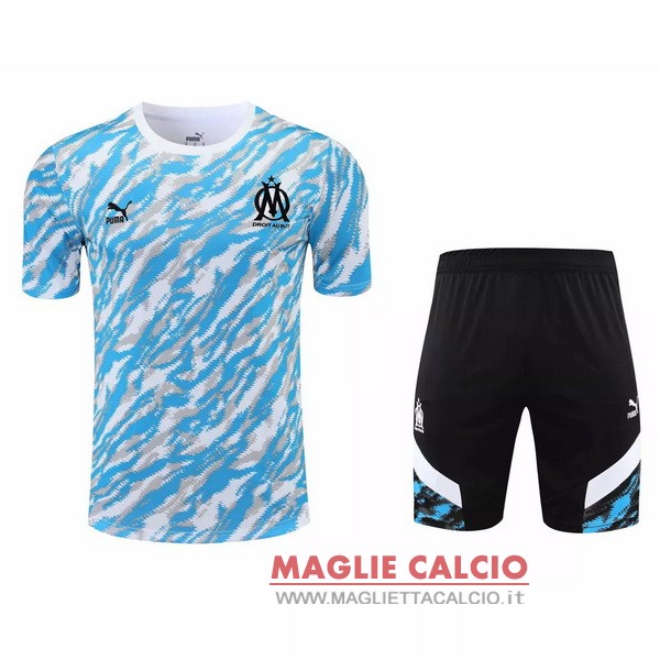 nuova formazione set completo divisione magliette marseille 2021-2022 blu luce nero