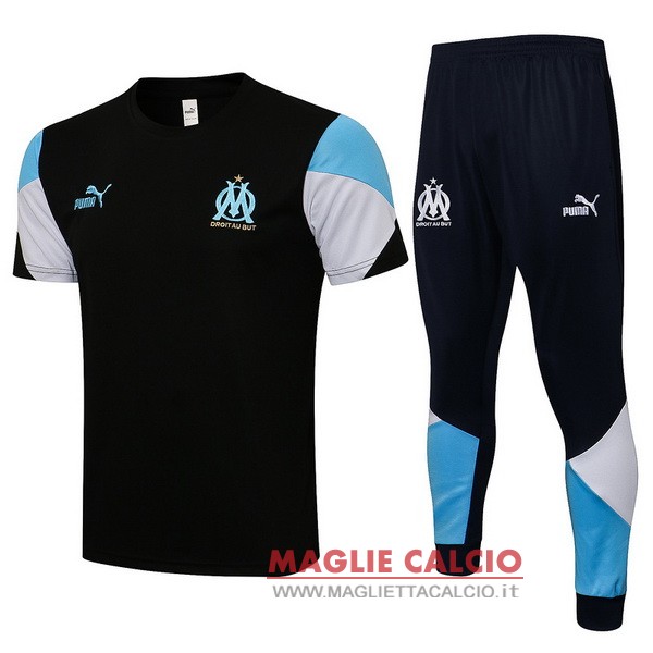 nuova formazione set completo divisione magliette marseille 2021-2022 blu navy bianco