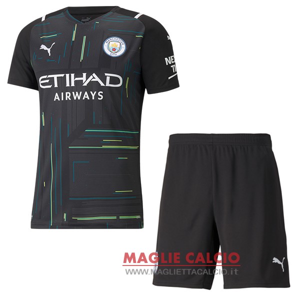 nuova portiere magliette manchester city set completo uomo 2021-2022 nero