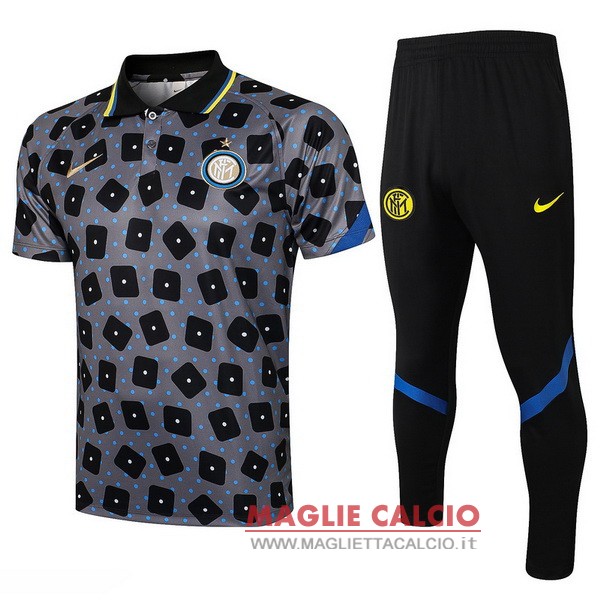 Polo set completo maglia inter de milan 2021-2022 grigio nero