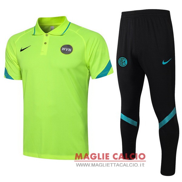 Polo set completo maglia inter de milan 2021-2022 verde fluorescente