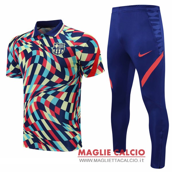 polo set completo maglia barcelona 2021-2022 giallo blu