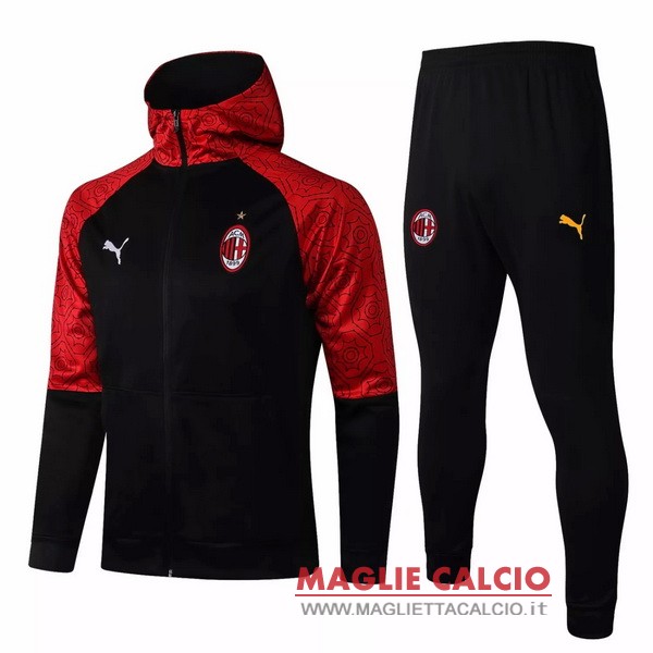 nuova ac milan insieme completo rosso nero felpa cappuccio 2020-2021