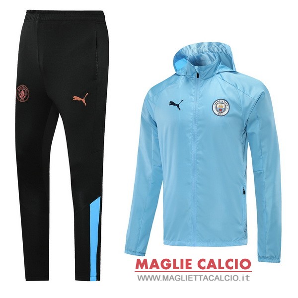 nuova manchester city insieme completo blu luce giacca a vento 2021-2022