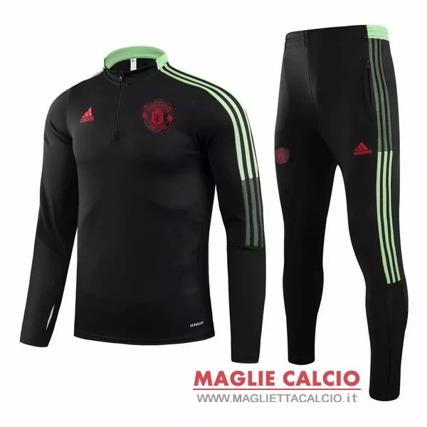 nuova manchester united insieme completo nero rosso verde giacca 2021-2022