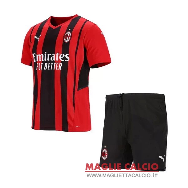 nuova prima magliette ac milan set completo bambino 2021-2022