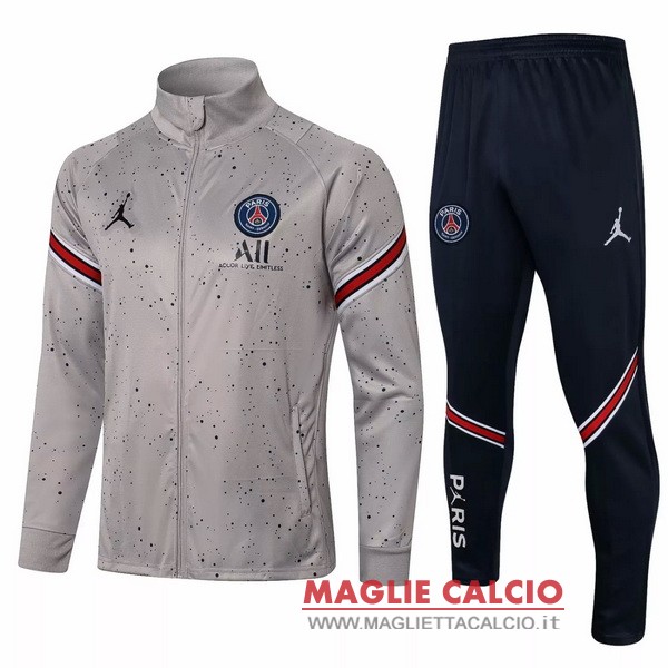 nuova paris saint germain insieme completo grigio rosso giacca 2021-2022