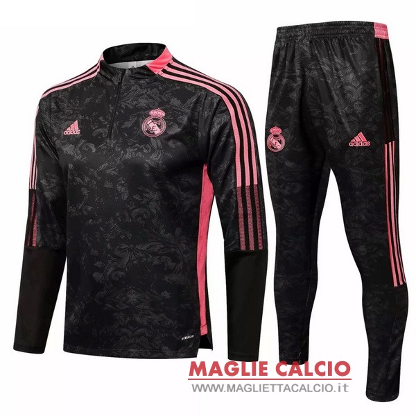 nuova real madrid insieme completo nero rosa giacca 2021-2022