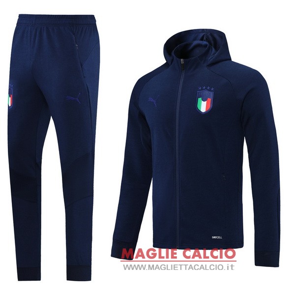 nuova italia insieme completo blu navy giacca felpa cappuccio2021