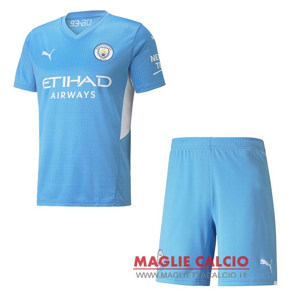 nuova prima magliette manchester city set completo bambino 2021-2022