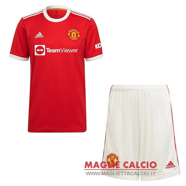 nuova prima maglietta manchester united set completo bambino 2021-2022