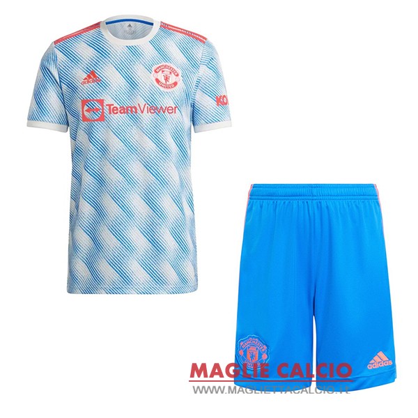 nuova seconda maglietta manchester united set completo bambino 2021-2022