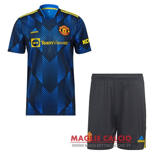 nuova terza maglietta manchester united set completo bambino 2021-2022