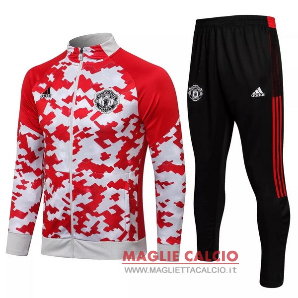 nuova manchester united insieme completo I rosso Bianco Nero giacca 2021-2022