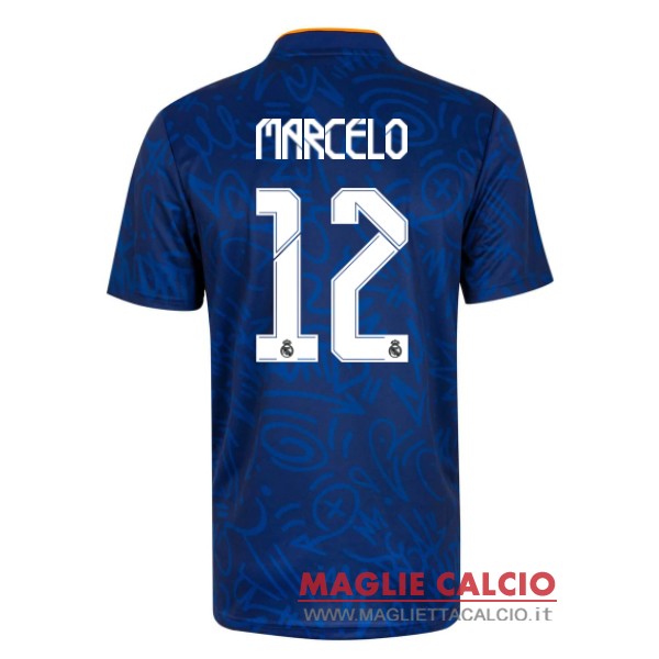 nuova maglietta real madrid 2021-2022 marcelo 12 seconda