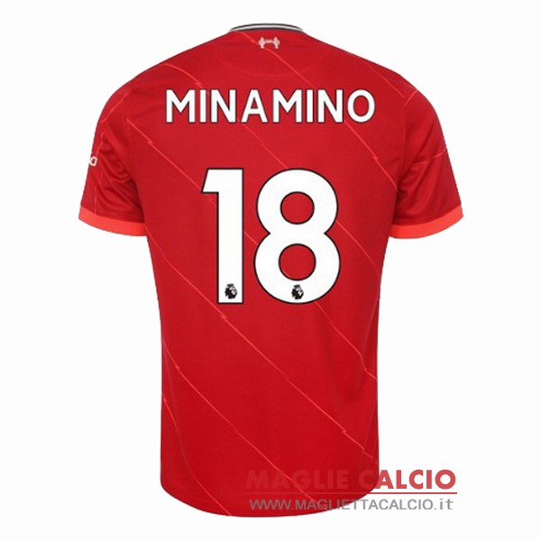 nuova maglietta liverpool 2021-2022 minamino 18 prima