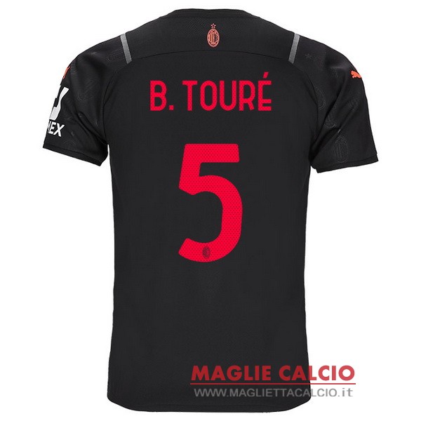 nuova maglietta ac milan 2021-2022 b.toure 5 terza