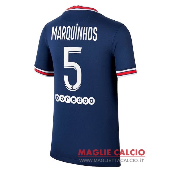 nuova maglietta paris saint germain 2021-2022 marquinhos 5 prima