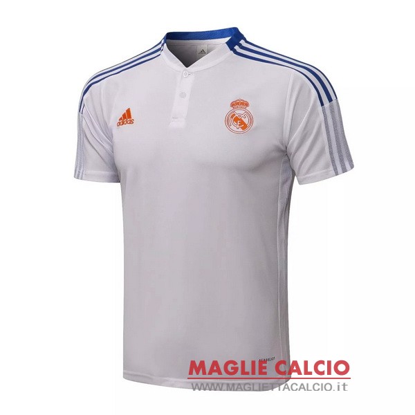 real madrid bianco blu magliette polo nuova 2021-2022