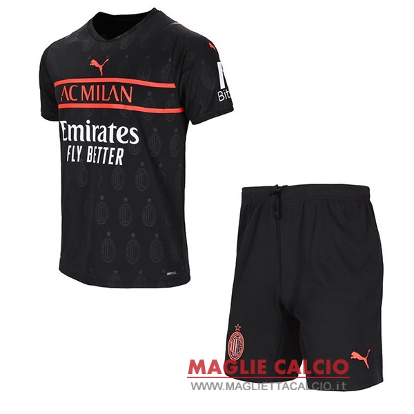 nuova terza magliette ac milan set completo bambino 2021-2022