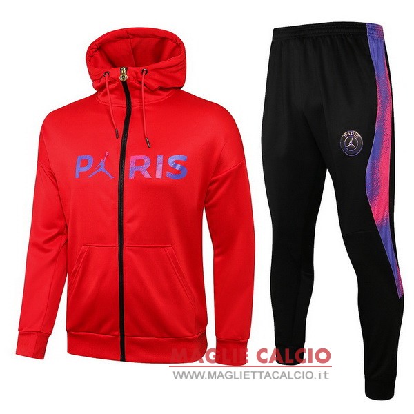 nuova paris saint germain insieme completo rosso I nero purpureo felpa cappuccio 2021-2022