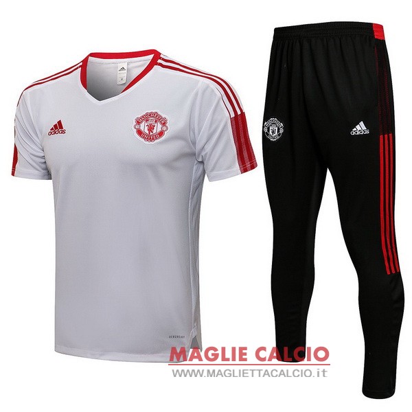 nuova formazione set completo divisione magliette manchester united 2021-2022 bianco nero