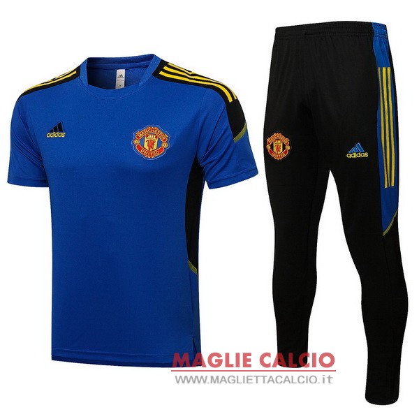 nuova formazione set completo divisione magliette manchester united 2021-2022 blu nero