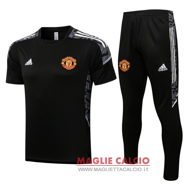 nuova formazione set completo divisione magliette manchester united 2021-2022 nero bianco