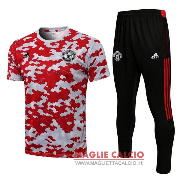 nuova formazione set completo divisione magliette manchester united 2021-2022 rosso I nero