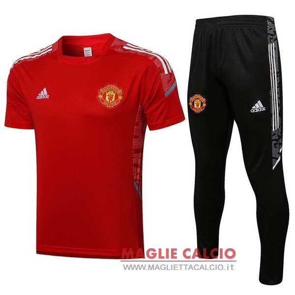 nuova formazione set completo divisione magliette manchester united 2021-2022 rosso II nero