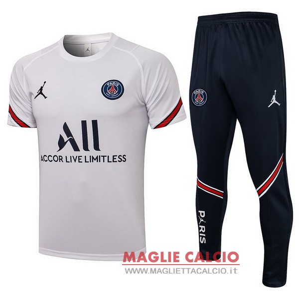 nuova formazione set completo divisione magliette paris saint germain 2021-2022 bianco nero1