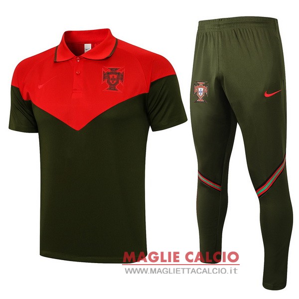 polo set completo maglia portugal 2021 rosso nero verde