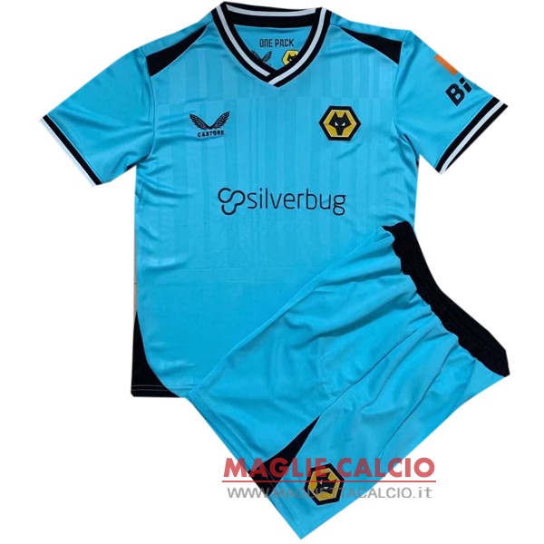 nuova maglietta set completo portiere wolves bambino 2021-2022 blu