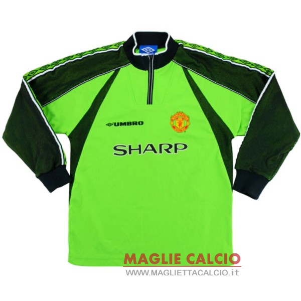 nuova magliette manica lunga portiere manchester united retro 1998-1999 verde