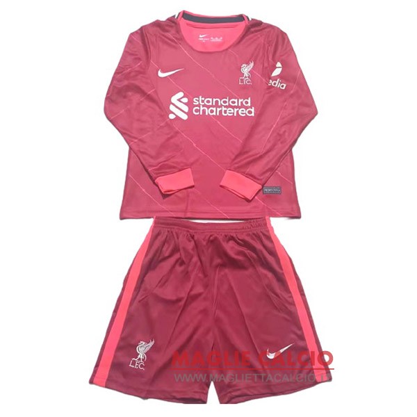 nuova prima magliette manica lunga liverpool set completo bambino 2021-2022