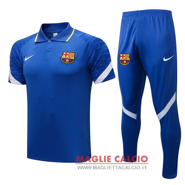 polo set completo maglia barcelona 2021-2022 blu bianco