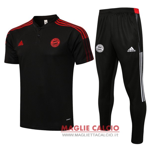 polo set completo maglia bayern munich 2021-2022 nero